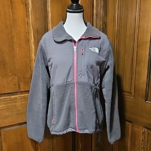 The North Face Delani Gray and Pink Fleece Coat Jacket Sz M Women's